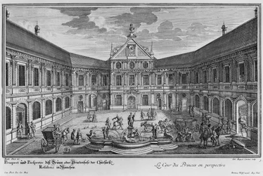 Palais à Munich, Allemagne, gravé par Johann August Corvinus